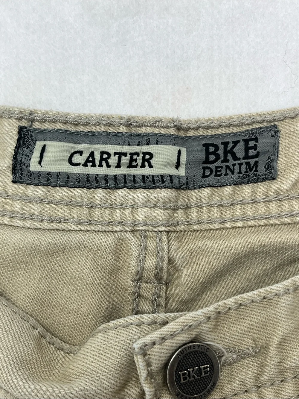 BKE Denim Carter Tan Khaki Mens Regular Fit Straight Leg Jeans Pants Size 34L